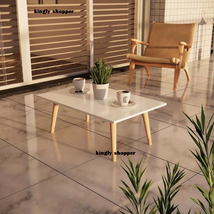 SHEE NORDIC RECTANGULAR  BIGGG !!!!!! (60 CM) KINGLY ROUND TABLE (UNNASEMBLED)♦️ big size ♦️wooden ♦️(Unassembled)- White ♦️ Coffee Tables ♦️48x100x45