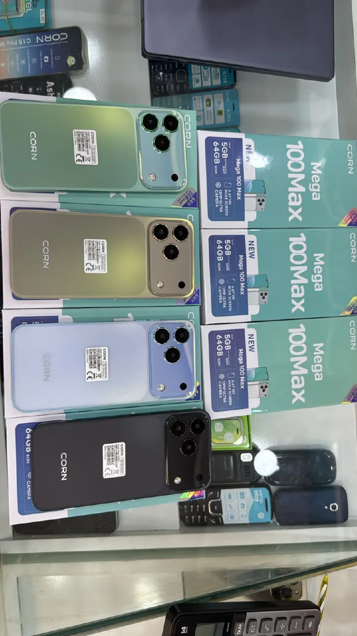 CORN MEGA 100 MAX 6.67"HD 64GB ROM, 5(2+3)GB RAM 5000mAh STRONG BATTERY DUAL SIM CARD SMART PHONE SIDE-MOUNTED FINGERPRINT FACE UNLOCK,13MP ULTRA CAMERA 8MP SELFIE Smart