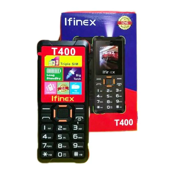 [BRAND NEW] Ifinex T400 TRIPLE SIM CARD FEATURE PHONE WITH Bluetooth /Wireless FM/SD Slot kabambe/katululu/mulika mwizi/button feature phone +FREE GIFTS(POWERBANK + SMARTWATCH)