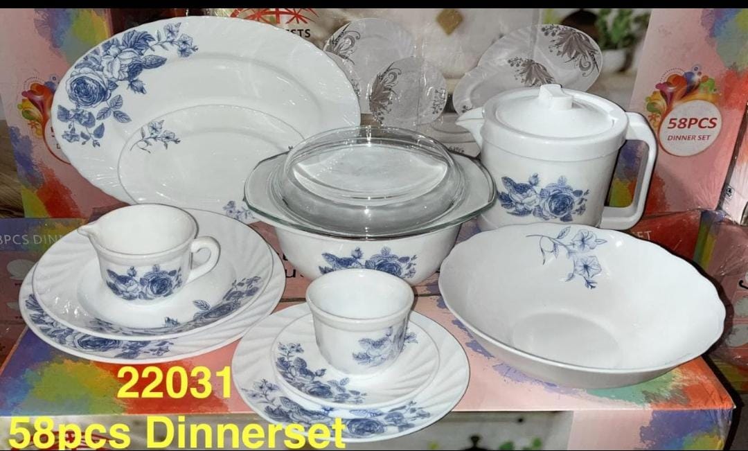 STRONG ELEGANT AMAZING COMBO‼️🔥Sundabest 58pcs dinner set ware📍great dinnerset 58 Pcs ceramic dinner set6 PCs side plates6 PCs dinner plates6 PCs soup bowls 6 PCs mugs beautiful and luxurious dinner