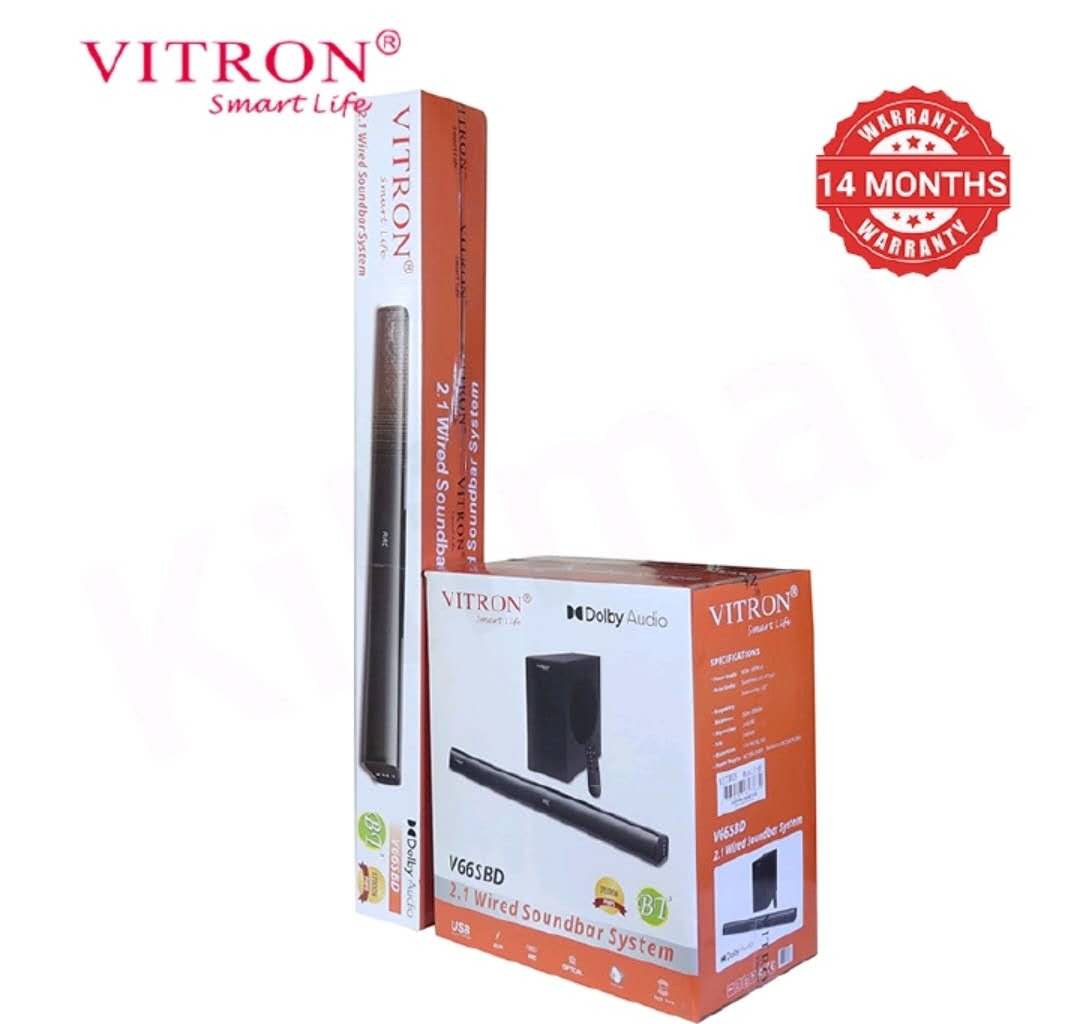 NEW VITRON V66SBD 2.1 CH 17000W  PMPO DOLBY WIRED SOUNDBAR SYSTEM WITH USB AUX OPTICAL AND SD CARD
