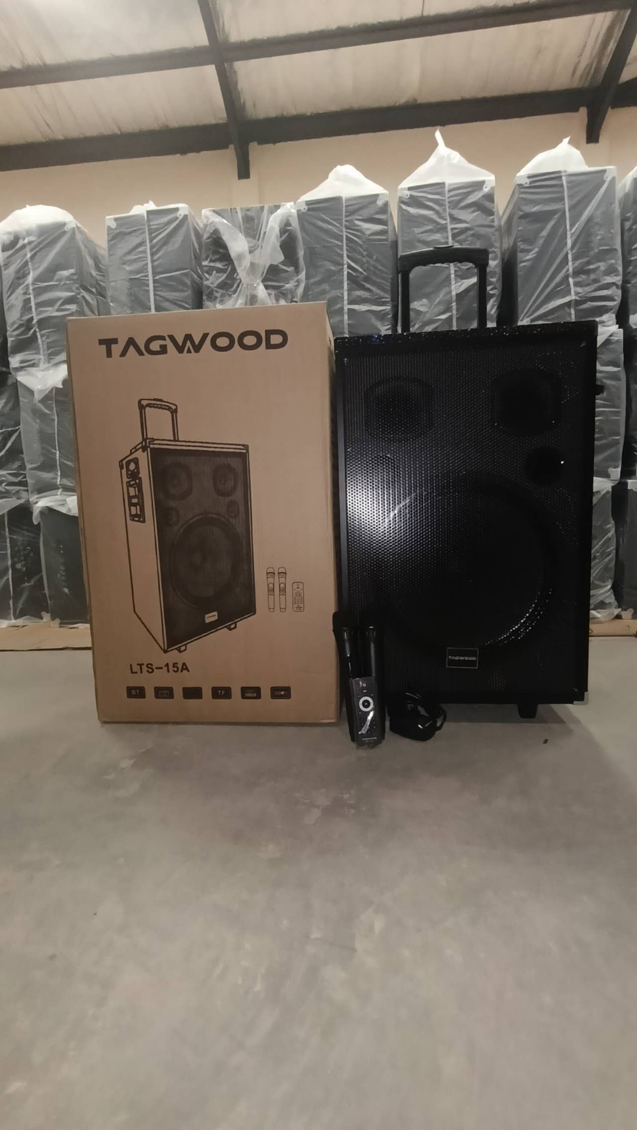 NEW TAGWOOD LTS-15A OUTDOOR  RECHARGEBLE TROLLEY SPEAKER WITH TWO FREE MICROPHONES AND A FULLY FUNCTIONAL REMOTE CONTROL