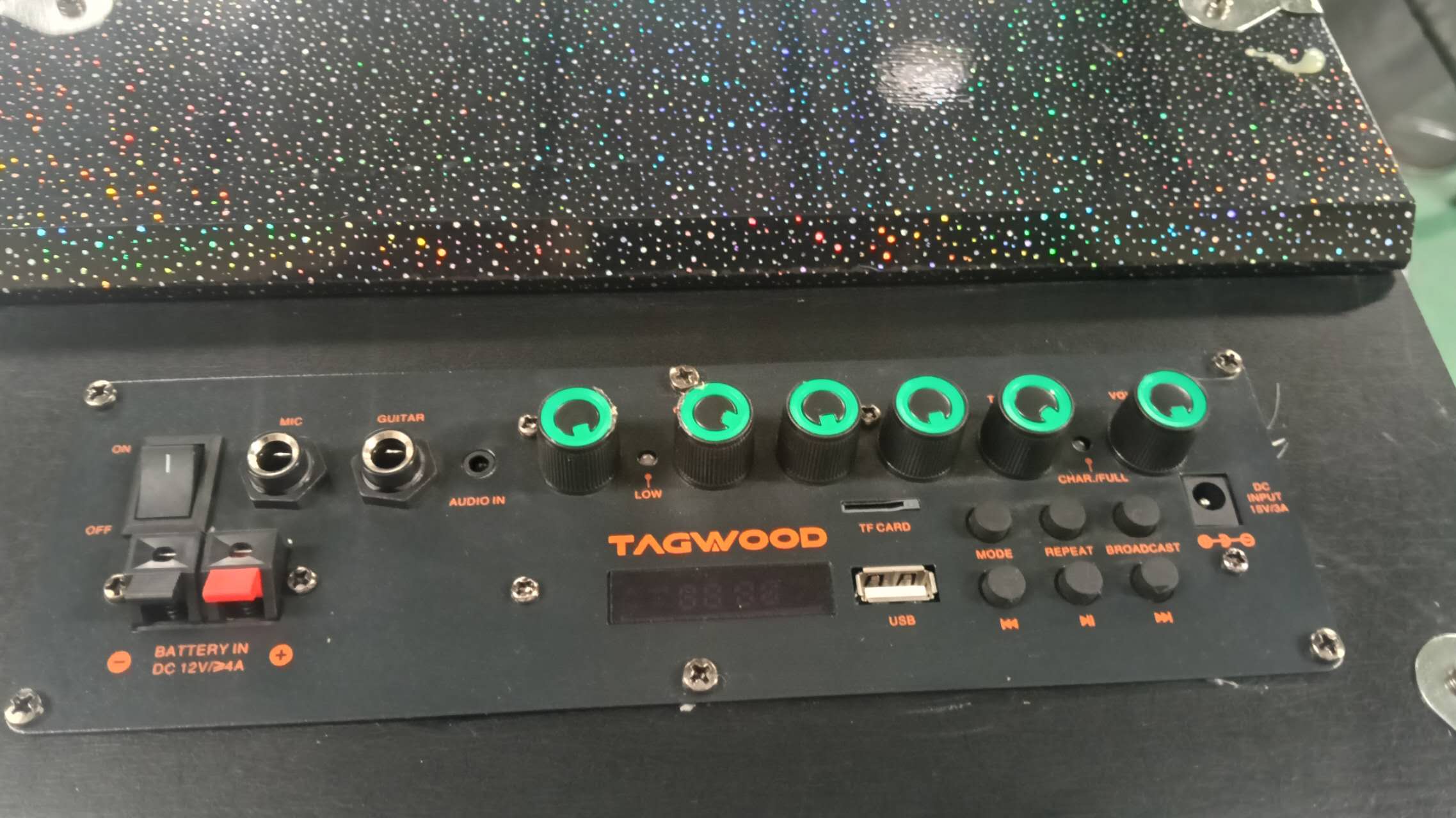TAGWOOD LTS-10A 9800W PMPO  OUTDOOR RECHARGEABLE  TROLLEY SPEAKER WITH TWO FREE WIRELESS MICROPHONE, AND A FULLY FUNCTIONAL REMOTE CONTROL , USB,FM RADIO