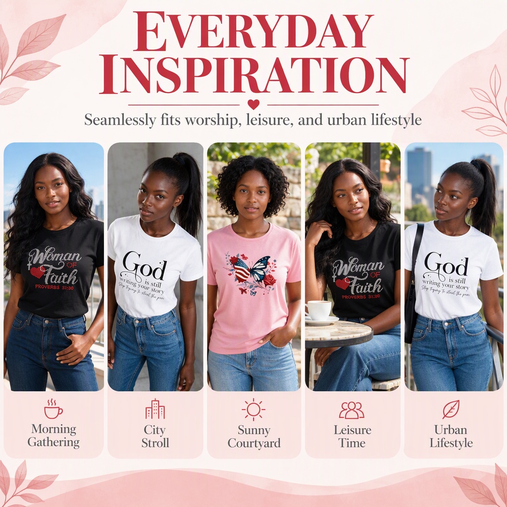 3-Pack Women's African Themed Printed Short Sleeve T-Shirts, Inspirational Casual Ladies Tops, Item