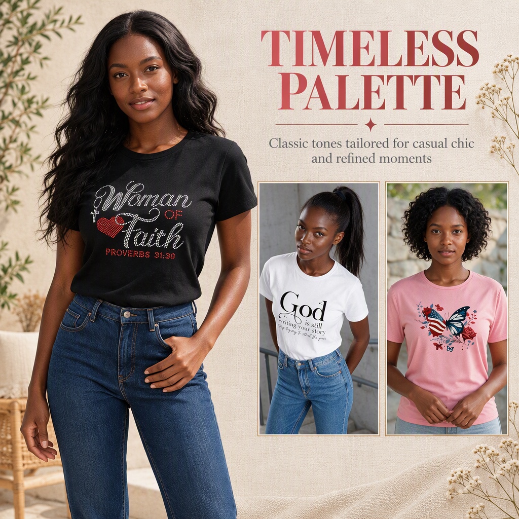 3-Pack Women's African Themed Printed Short Sleeve T-Shirts, Inspirational Casual Ladies Tops, Item