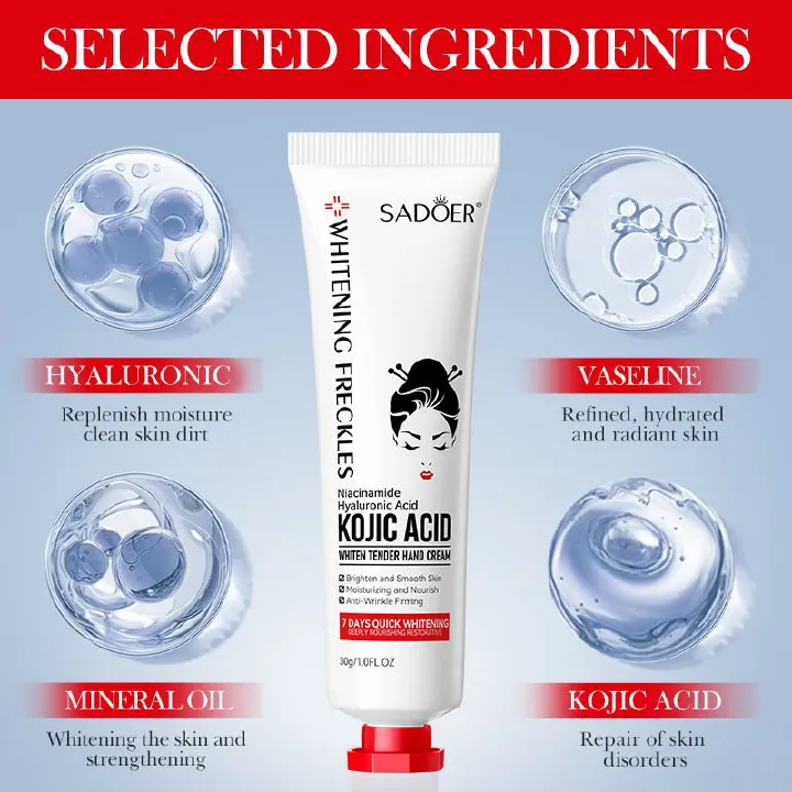 Intensive Moisturizing Hand Cream Skincare Set for Dry, Cracked Hands with Kojic Acid, Glycerin, Hyaluronic Acid, and Nicotinamide - Soft, Smooth, and Nourished Hands for All Skin Types, Alcohol-Free