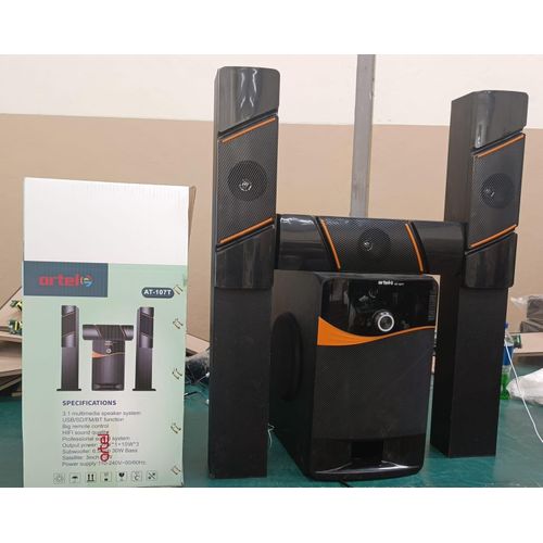 Artel AT-107T 3.1CH Mini Home Theater System USB, SD, FM, BT Function Tall Boys 20000W PMPO Multimedia Sound Speaker System Hifi Sound Quality Subwoofer with Remote Control Woofer