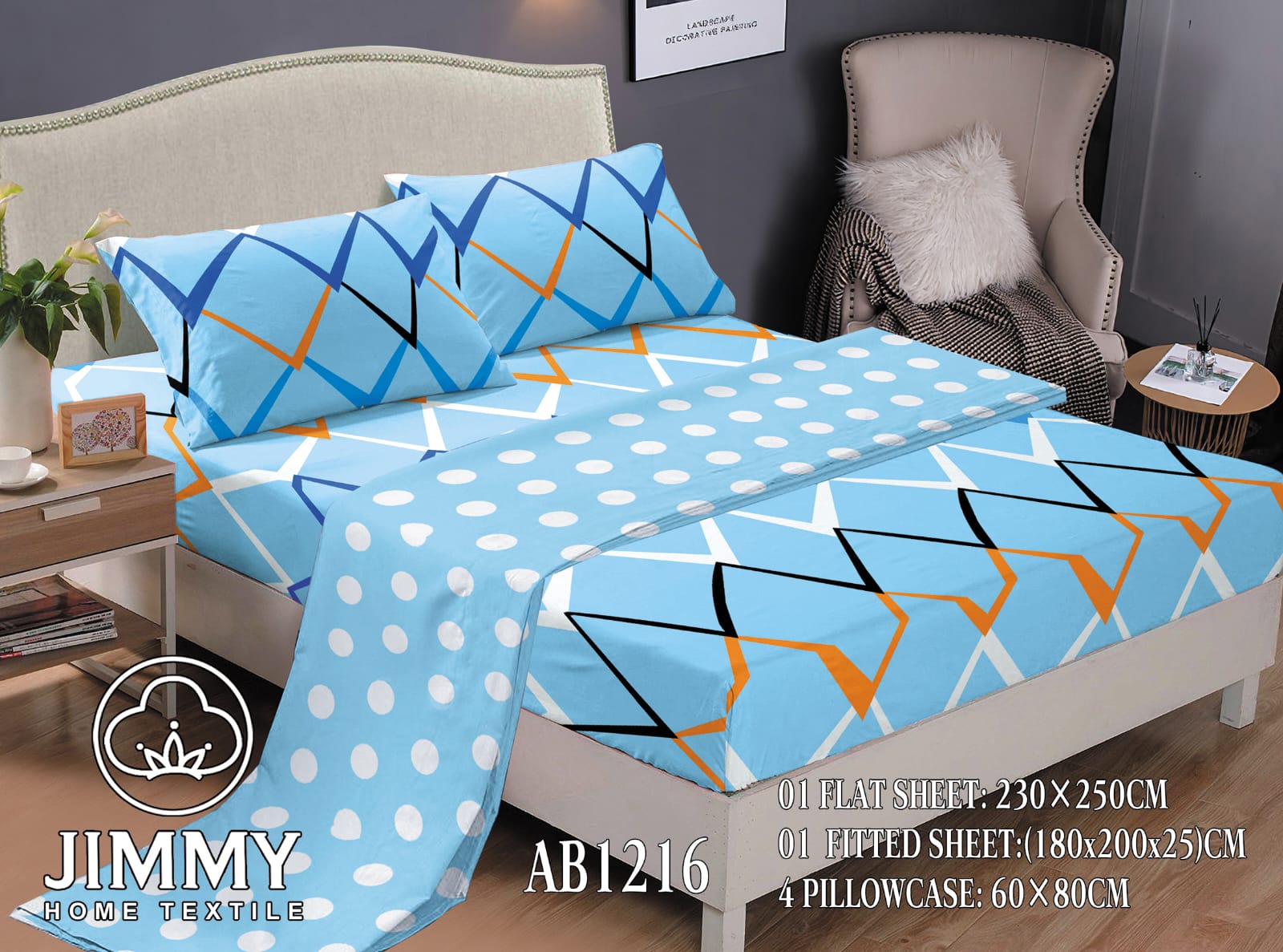 6pcs of 7*8 Bedsheet Set come as One Fitted Bedsheet {180×200×25}cm One  Flat Sheet {230×250}cm and 4 pillow cases {60×80}cm Pure cotton Bedding Set