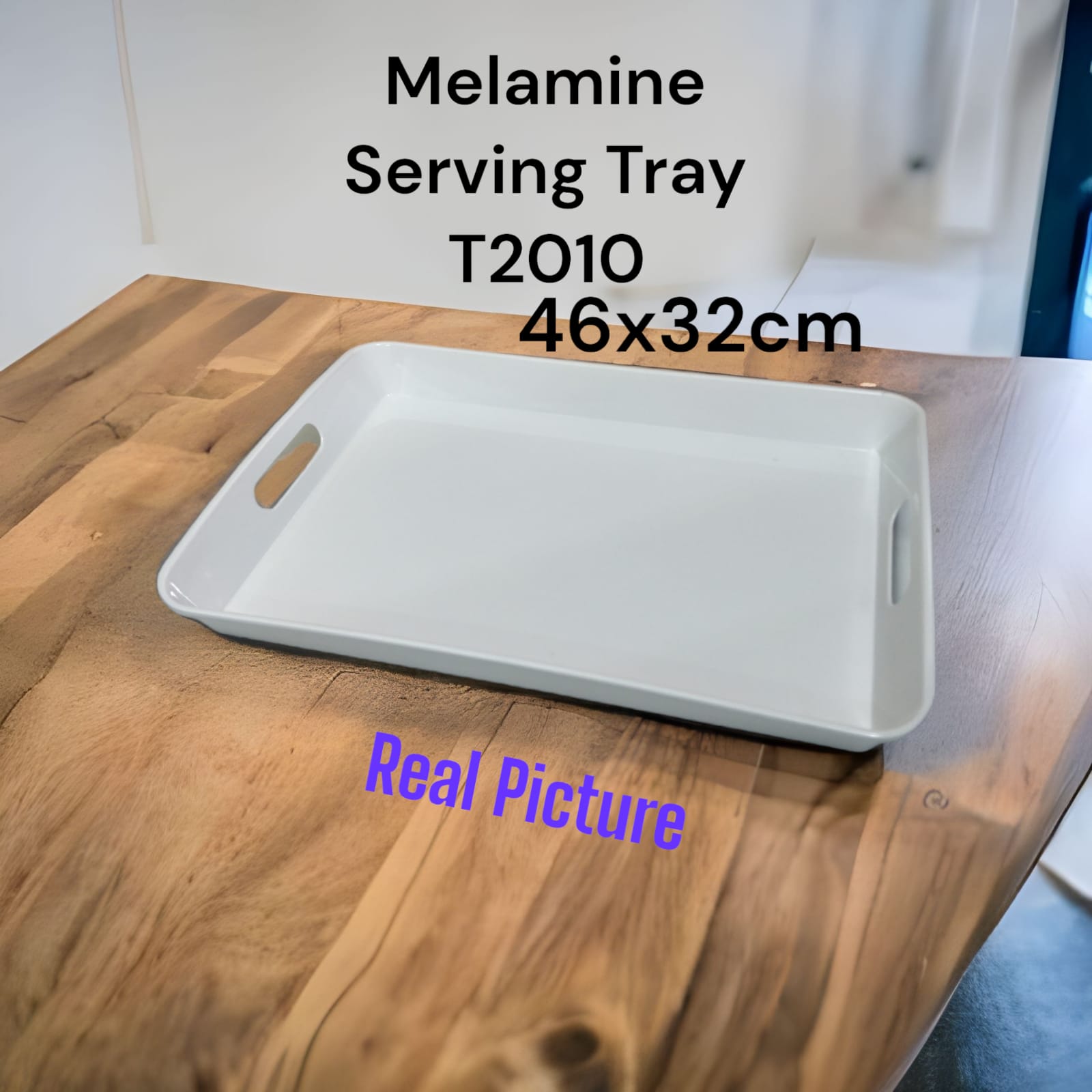 Melamine Serving Tray Size: 46 × 32 cm Durable and lightweight melamine material Perfect for serving snacks, drinks, and meals