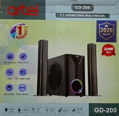 Artel GD-200 2.1CH Tall Boy Mini Home Theater USB, SD, FM, BT Function 20000W PMPO Multimedia Sound Bar Speaker System Soundbar Quality Subwoofer with Remote Control Woofer