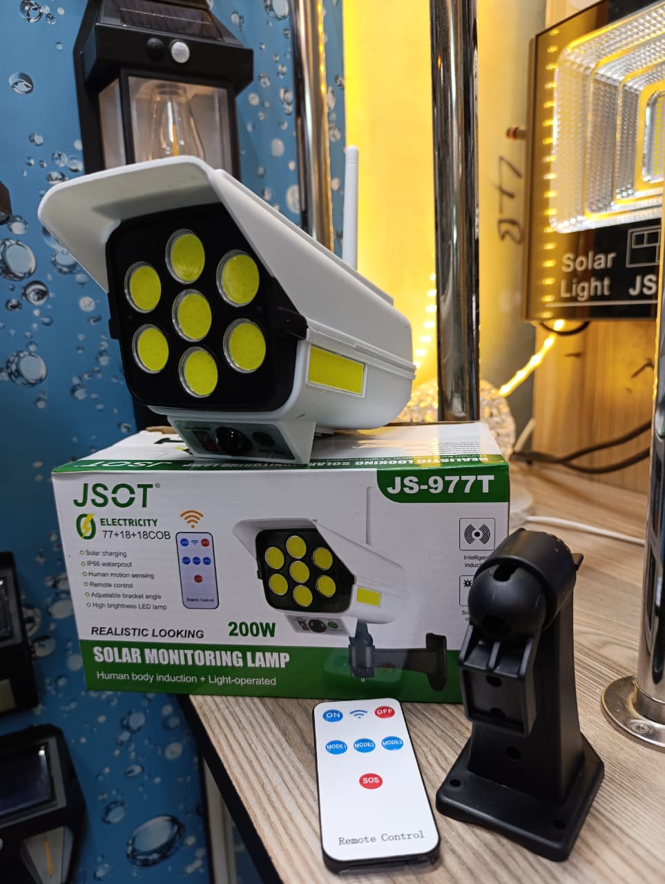 Improve your home or business security‼️JSOT 200W Solar Monitoring Lamp Dummy CCTV Camera Outdoor Security Light With Remote – Motion Sensor Waterproof LED Wall Light🥳It is designed to look like a re