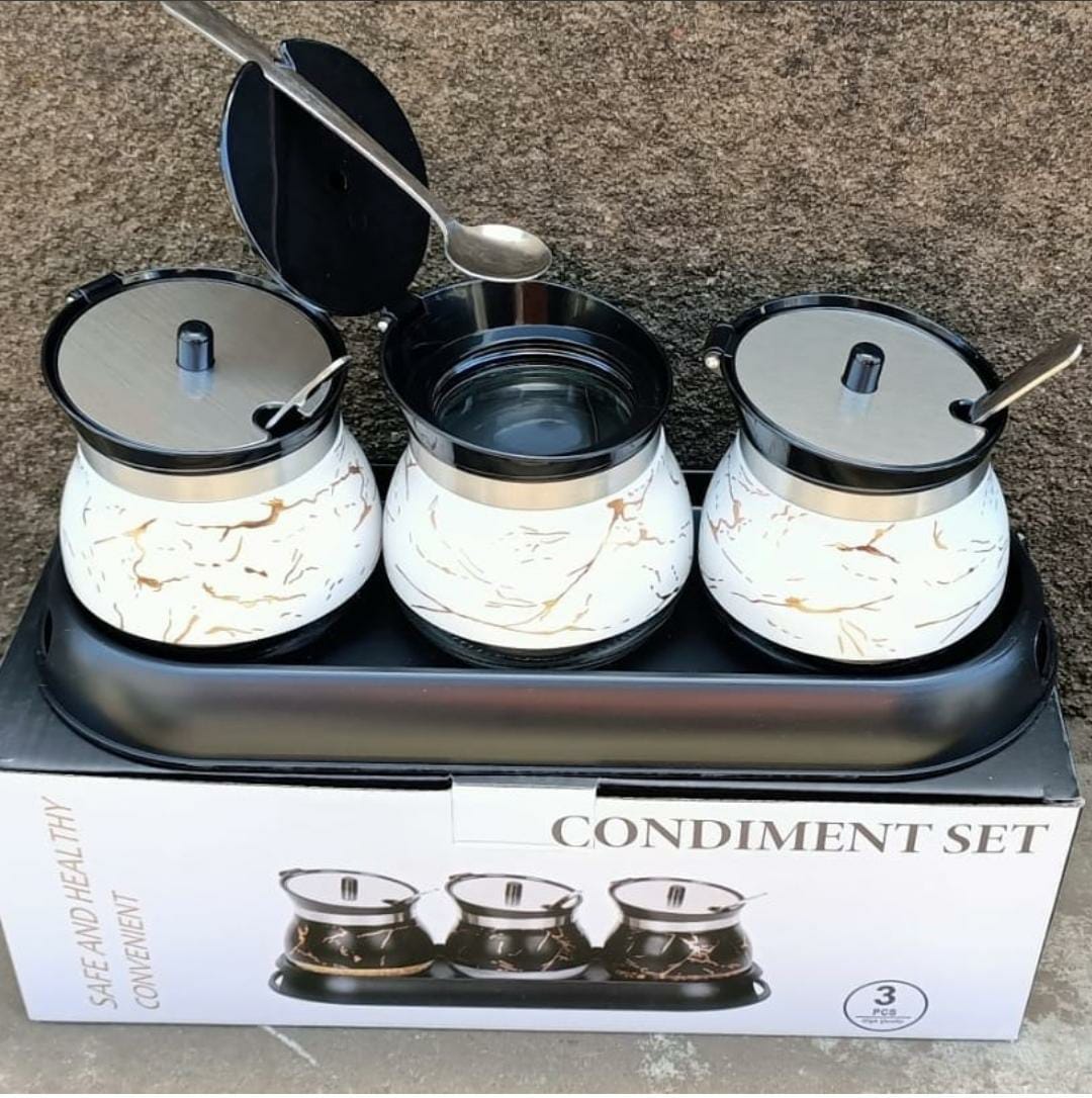 SHOP WITH US‼️‼️3 pc ceremic Sugar dish condomate🏅🏅Crafted of quality brilliant transparent glass, this gorgeous lidded candy dish catches and reflects light for stunning effect, perfect to entertai