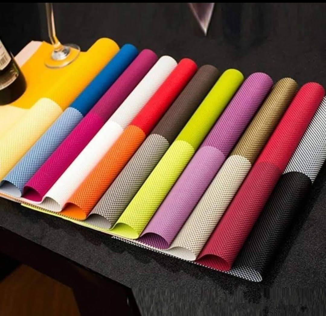 AVAILLABLE‼️‼️6 pcs Table Mat Nordic Stripe PVC Dinning Room Mats Mat Dining Table Mat Cup Mat Plate Mat Washable Heat Insulated Non slip Mat Rectangular Home Decor Table Matts Kitchen Cups Holiday Gi