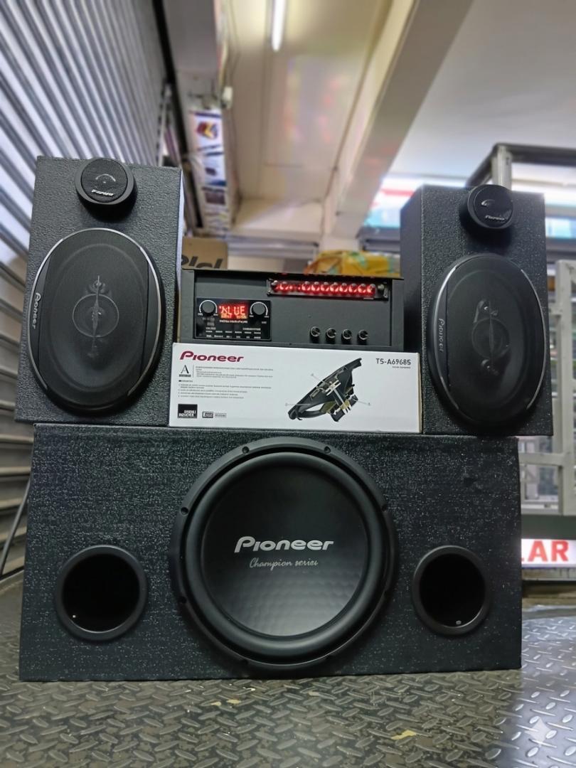 New Car system combination Pioneer 1600Watts Double magnet speaker juakali amplifier 2.1 h green board with boschman equaliser and two pioneer midrange speakers with tweeters complete system