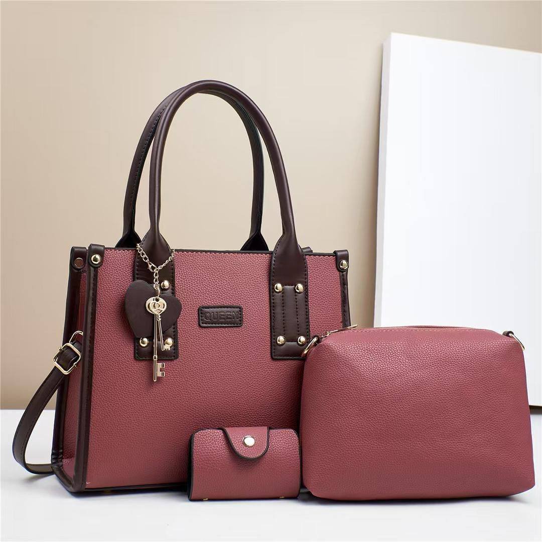 Women Leather Handbags Classy Women Shouder Bags Official Bags 3Pcs
