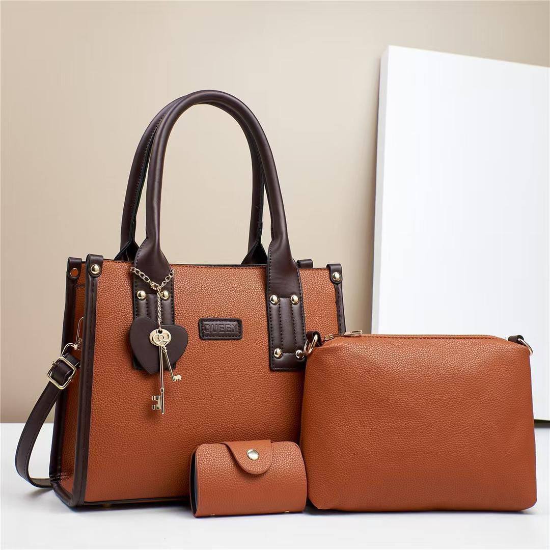 Women Leather Handbags Classy Women Shouder Bags Official Bags 3Pcs