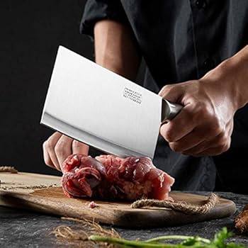 Bone Cleaver Knife with a Wooden Handle
