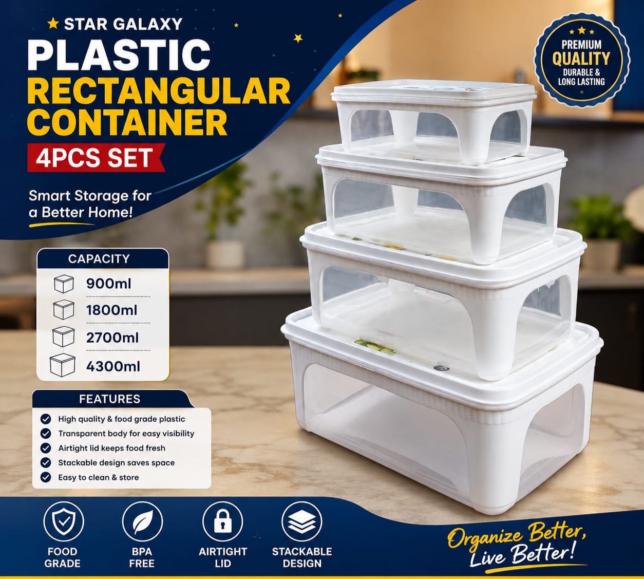 ♦️ Star Fridge Galaxy Plastic Container Set ♦️

Keep your food fresh, your fridge organized, and your kitchen clutter-free