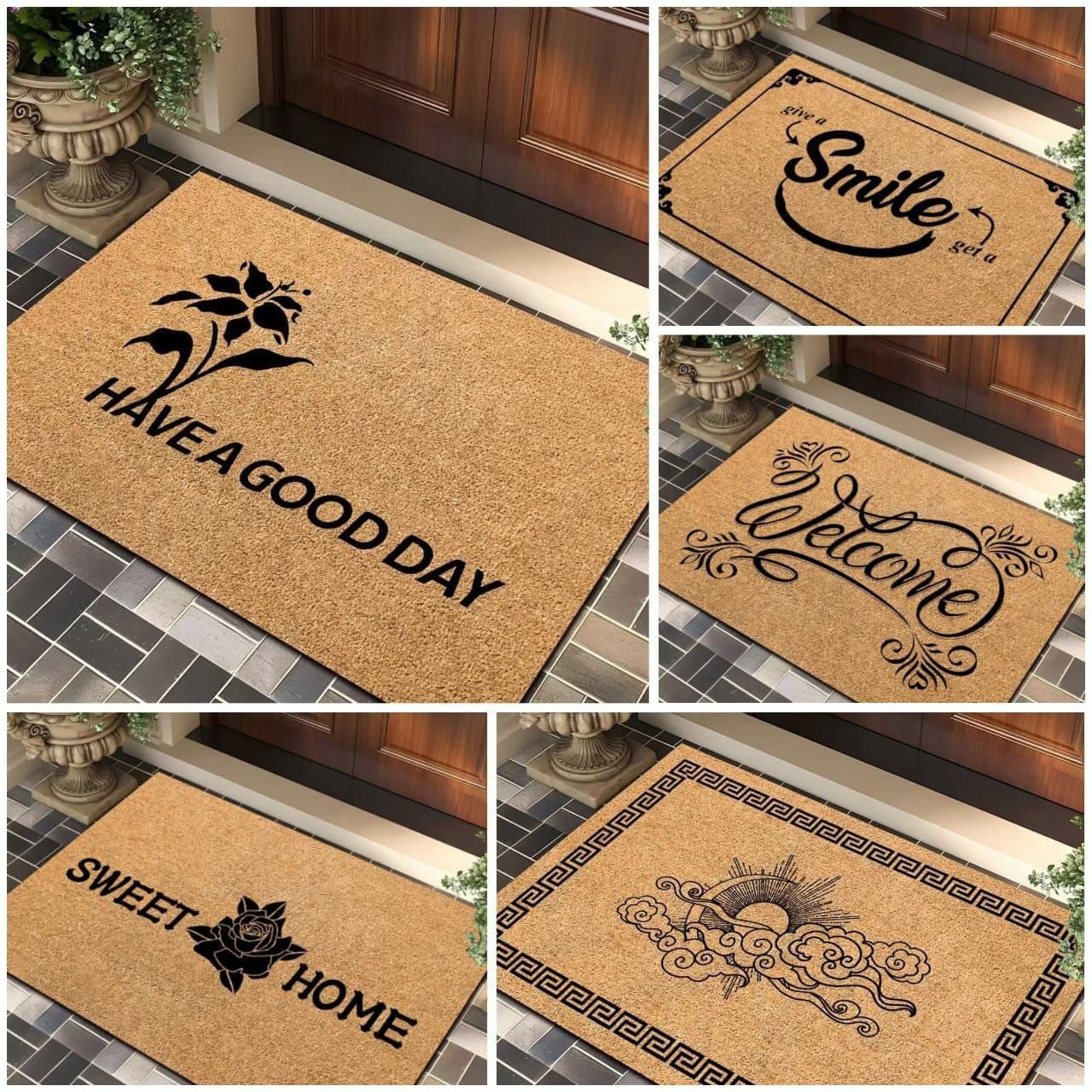 Front Door Mat 17''x30'', Absorbent Dirt Resist Washable Non Slip Low-Profile Indoor Doormat, Easy Clean Welcome Entryway Door Mats,