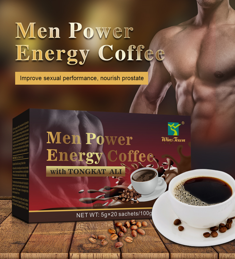 Wins Town Men Power Energy Coffee with Tongaat ali man Active instant black coffee male maca ginseng Enhance Libido Erection Circulation MEN POWER ENERGY Coffee GIVES YOU INSTANT POWER AND STAMINA