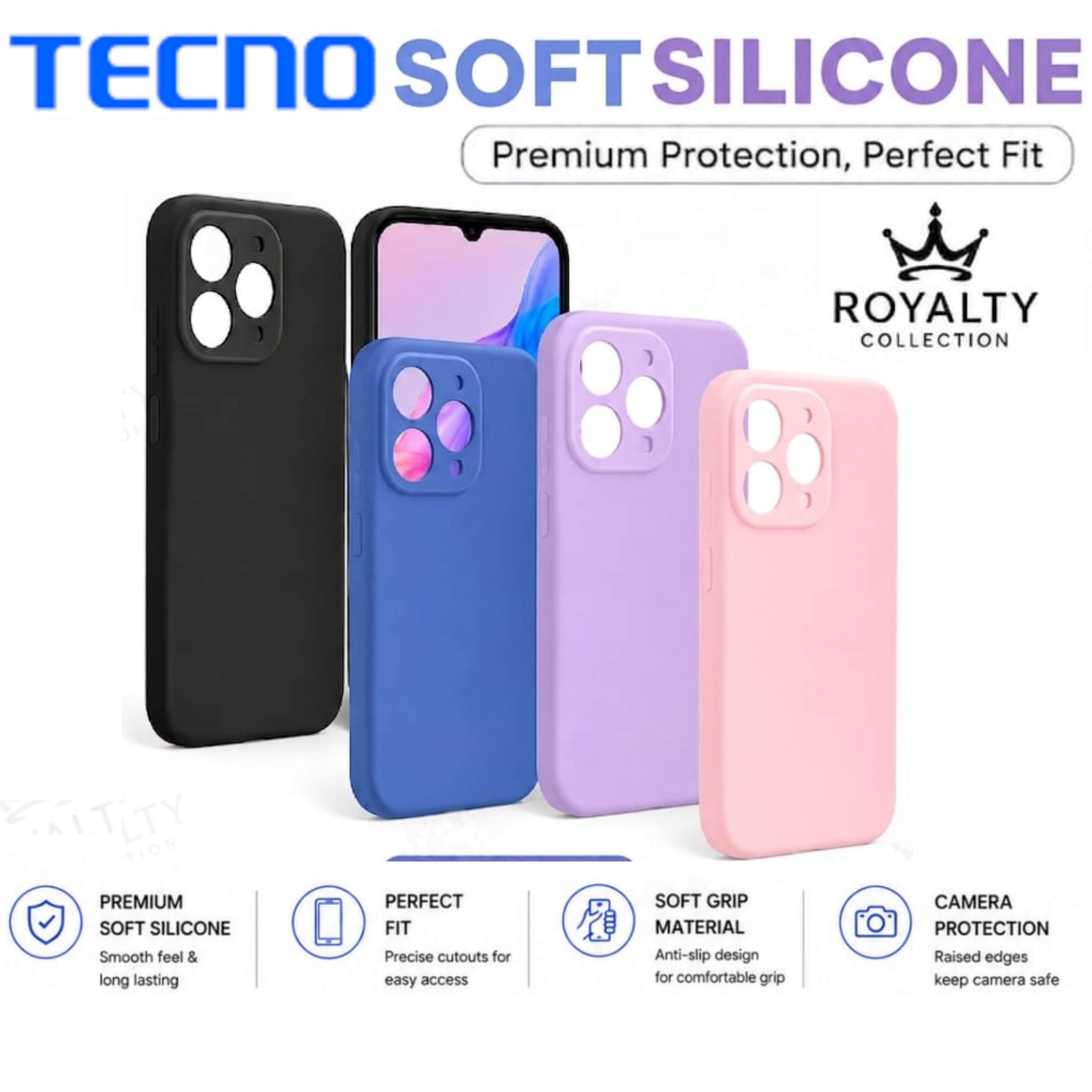 [SUPER DEALS!!!] Tecno Camon 19/20/30/40/50,Camon 40 Pro,Spark 10/30/40,Spark 40 Pro+,Pop 10 Original Soft Silicone Phone Cover