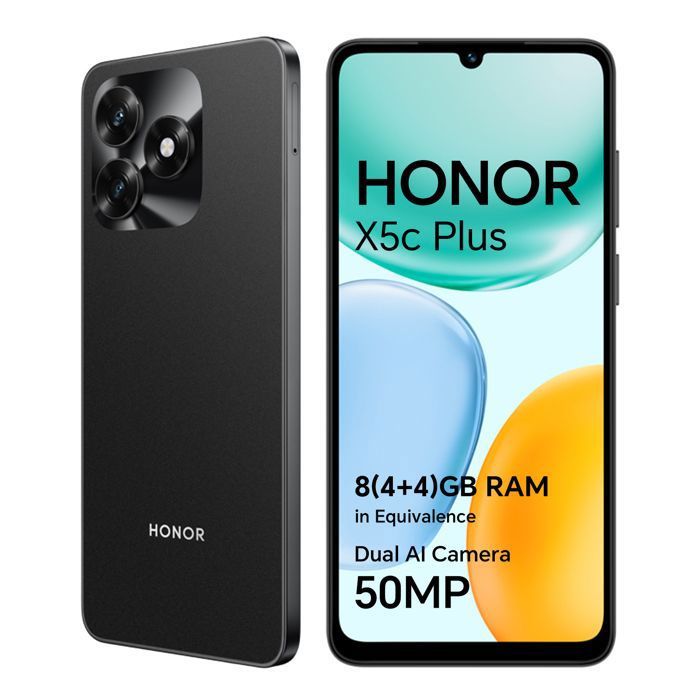 [SUPER DEALS!!!] HONOR X5C Plus Smartphone 6.56 Inch HD Display 5200mAh Battery 4GB RAM 128GB ROM 50MP Camera Android Phone Dual SIM Fingerprint Fast Charging + FREE GIFTS