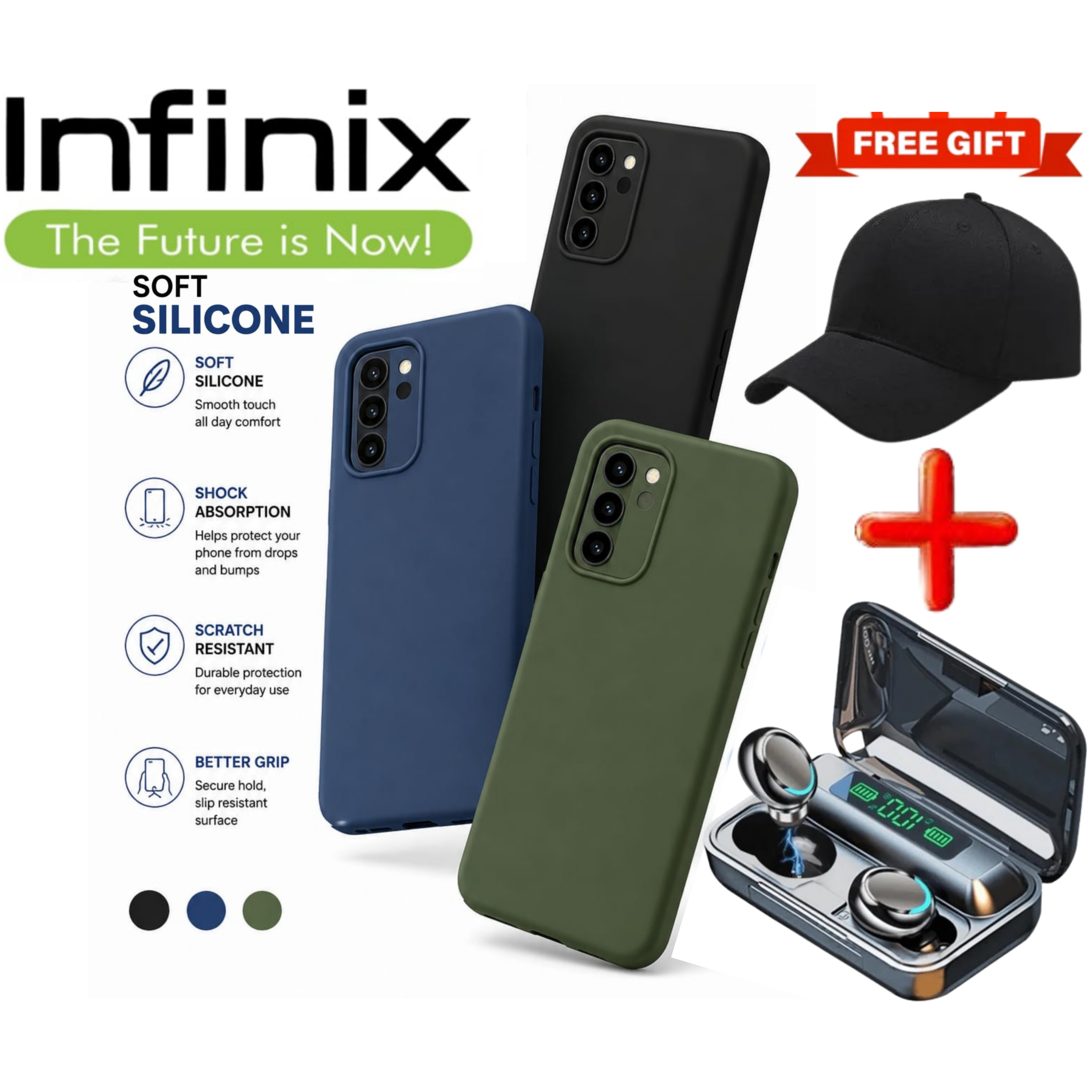 [SUPER DEALS!!!] Infinix Hot 50 Pro+/Hot 60 5G/Hot 60i 4G/Hot 60 Pro/Hot 60 Pro+/Note 50/Note 50s/Smart 9/Hot 50i/Hot 50 Pro Original Soft Silicone Cover + FREE UNISEX BASEBALL CAP/F9 EARBUDS