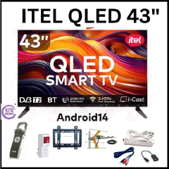Itel 43 Inch QLED Smart TV Full HD, WiFi, Bluetooth, Frameless Display, Netflix, YouTube, Prime Video, Built-in Decoder, HDR Picture Quality, Energy Saving Television ANDROID 14 SMART TV+7 FREE GIFTS