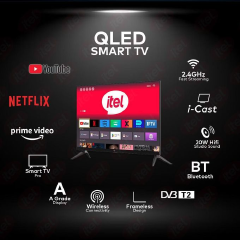Itel 43 Inch QLED Smart TV Full HD, WiFi, Bluetooth, Frameless Display, Netflix, YouTube, Prime Video, Built-in Decoder, HDR Picture Quality, Energy Saving Television ANDROID 16 SMART TV