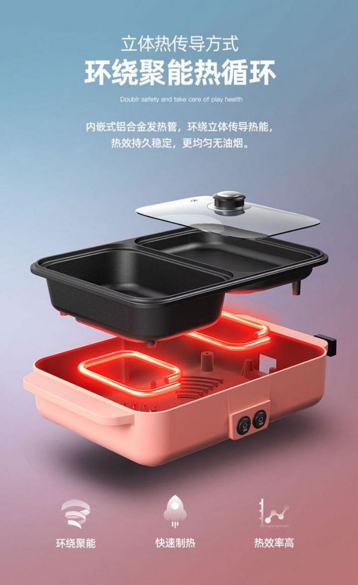 Cooker,Hot Pot With Grill Electric Hot Pot And Frying Pan Shabu Shabu Pot With Grill Integrated Indoor NonStick