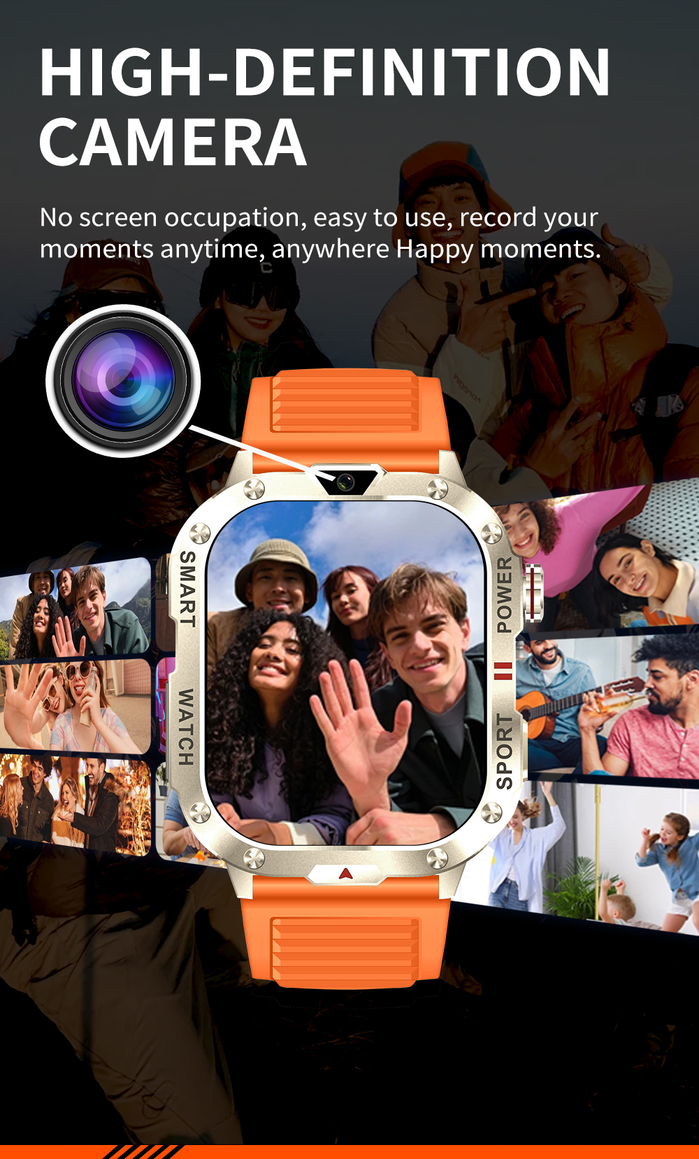 New Smartwatch SIM Card Slot Camera Flashlight Outdoor Sports Smart Watch for Men Women Phone Watch For Android IOS Men's Smart Watch with SIM Card Sports Watch Bluetooth Call Smartwatch for Man Woman