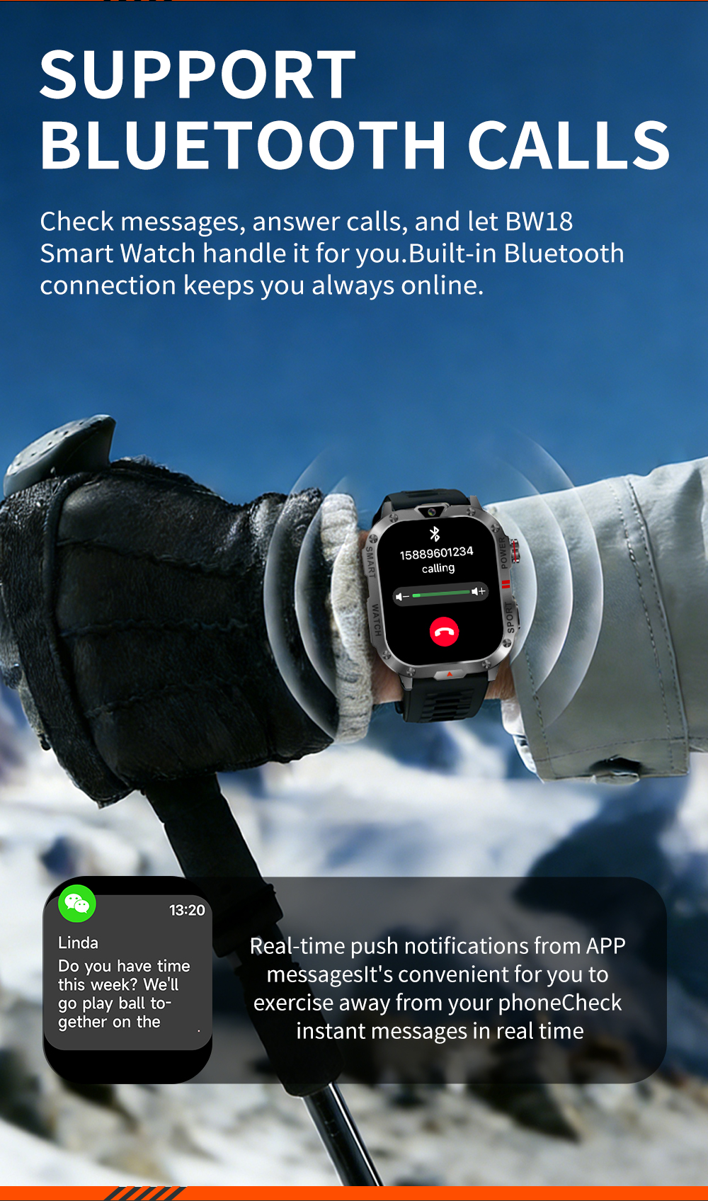 New Smartwatch SIM Card Slot Camera Flashlight Outdoor Sports Smart Watch for Men Women Phone Watch For Android IOS Men's Smart Watch with SIM Card Sports Watch Bluetooth Call Smartwatch for Man Woman