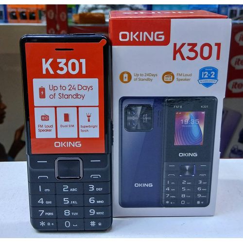 Oking OK 301 Featured Kabambe Mobile Phone with Dual SIM Card, Loud Speaker, Facebook, Vibration, Alarm, HD Camera, Calculator, Powerful battery, Wireless FM & Spotlight Torch reliable mobile phone de
