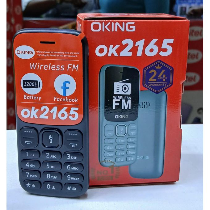 Oking OK 2165 Featured Kabambe Mobile Phone with Triple SIM Card, Loud Speaker, Facebook, Vibration, Alarm, HD Camera, Calculator, Powerful battery, Wireless FM & Big Torch reliable mobile phone desig