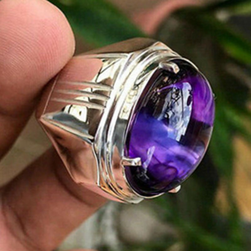 New Purple Egg Irregular Silver Ring Popular Fashion Hand Jewelry