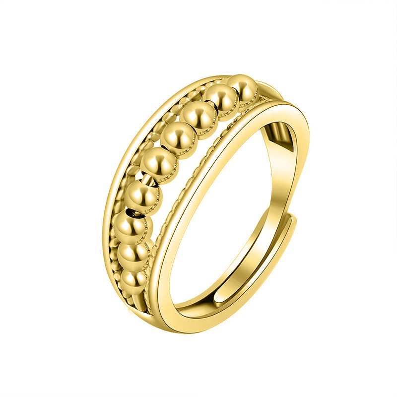 New Micro-Movement Bead Rotating Ring Women'S Creative Ring Anti-Stress And Anxiety Women'S Hand Jewelry