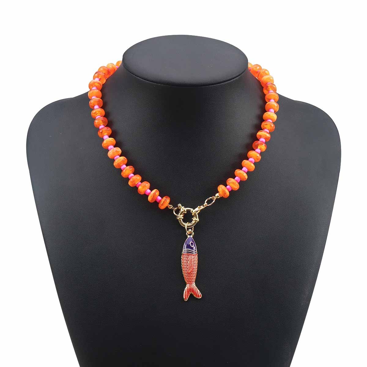 Bohemian Colored Resin Beaded Necklace, Small Fish Collarbone Chain Accessories