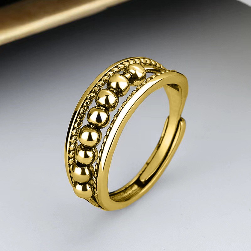 New Micro-Movement Bead Rotating Ring Women'S Creative Ring Anti-Stress And Anxiety Women'S Hand Jewelry