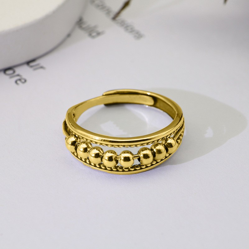New Micro-Movement Bead Rotating Ring Women'S Creative Ring Anti-Stress And Anxiety Women'S Hand Jewelry