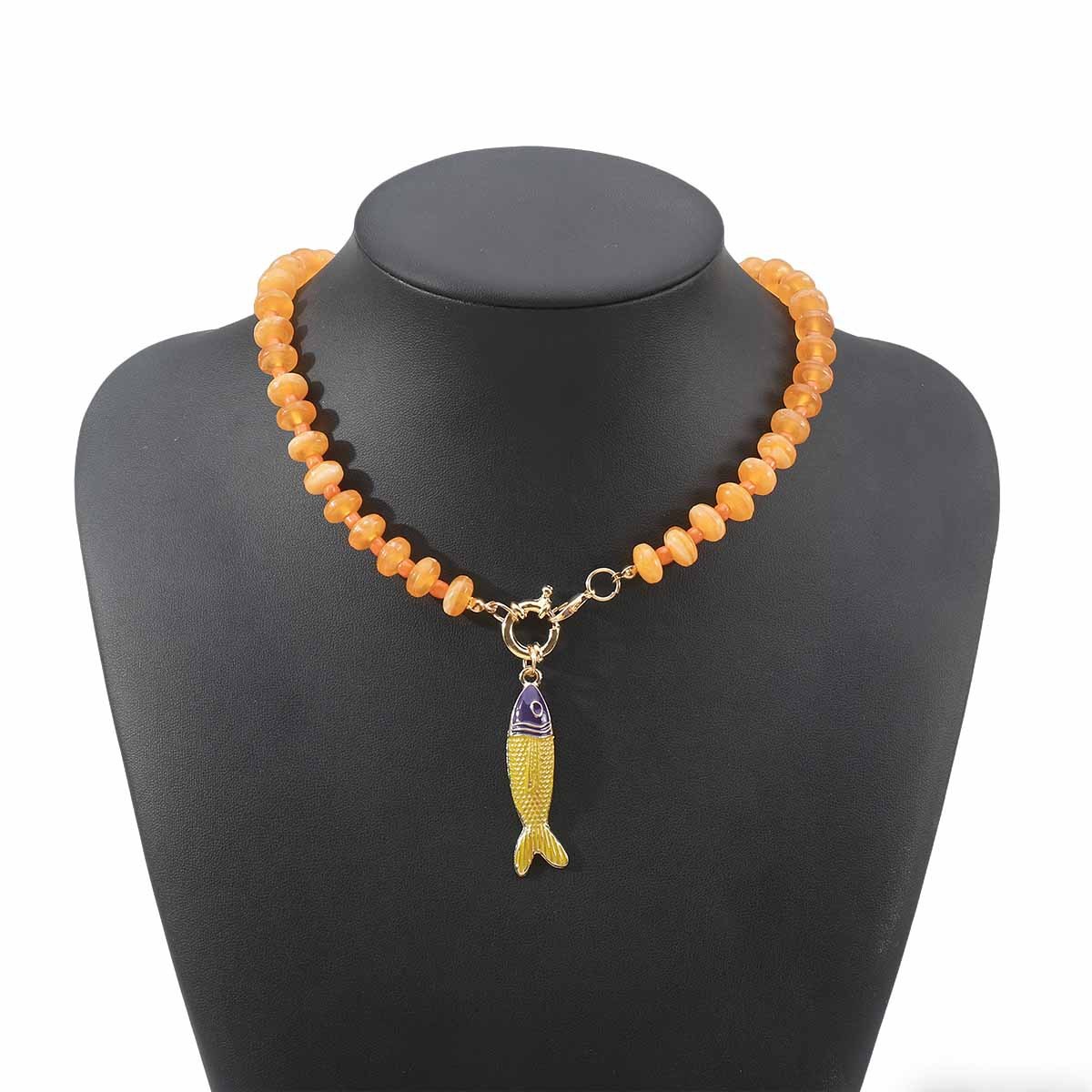 Bohemian Colored Resin Beaded Necklace, Small Fish Collarbone Chain Accessories