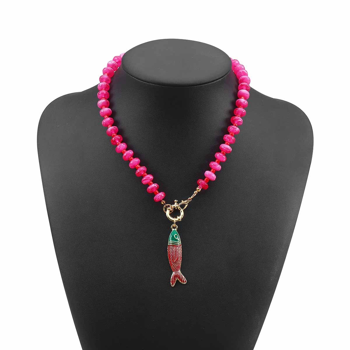 Bohemian Colored Resin Beaded Necklace, Small Fish Collarbone Chain Accessories