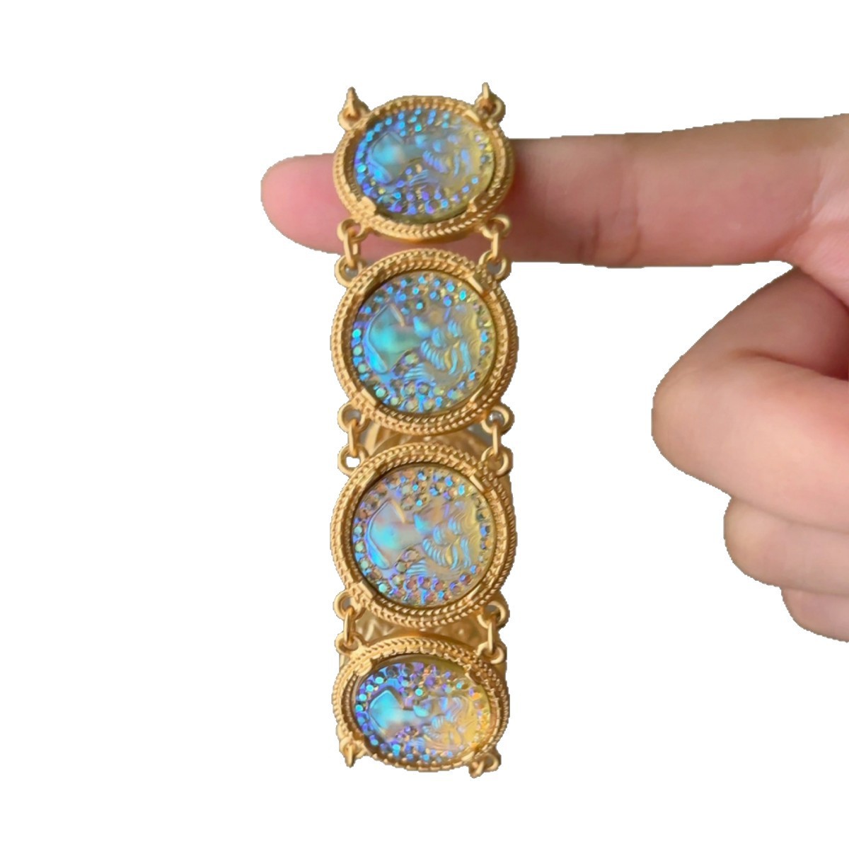 Wind Unique Design Touching Fish Float Engraving Flower Bracelet Heavy Industry Temperament Sense Niche Wind Personalized Bracelet