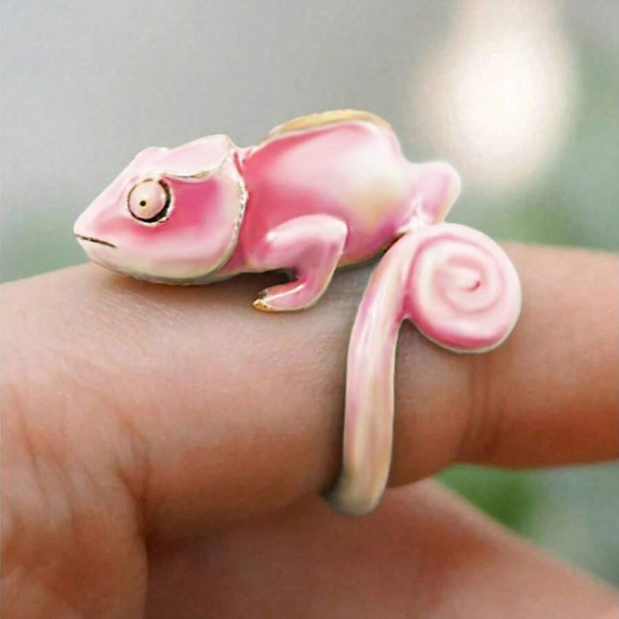 Creative Three-Dimensional Cute Pet Lizard Index Finger Ring Reptile Chameleon Ring Opening Adjustable Simulated Animal Ring