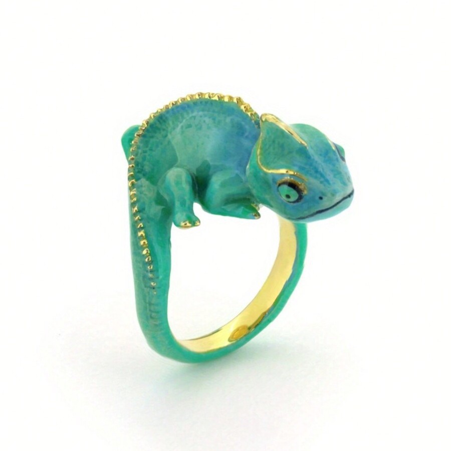 Creative Three-Dimensional Cute Pet Lizard Index Finger Ring Reptile Chameleon Ring Opening Adjustable Simulated Animal Ring