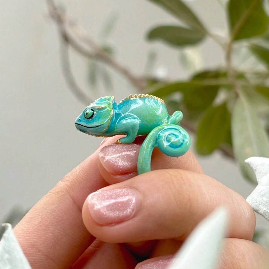 Creative Three-Dimensional Cute Pet Lizard Index Finger Ring Reptile Chameleon Ring Opening Adjustable Simulated Animal Ring