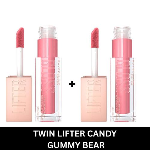 Maybelline Twin Hydrating Lifter Gloss Gummy Bear Shade 021 - with Hyaluronic acid for hydrated, fuller, lifted lips, 5.4 ml