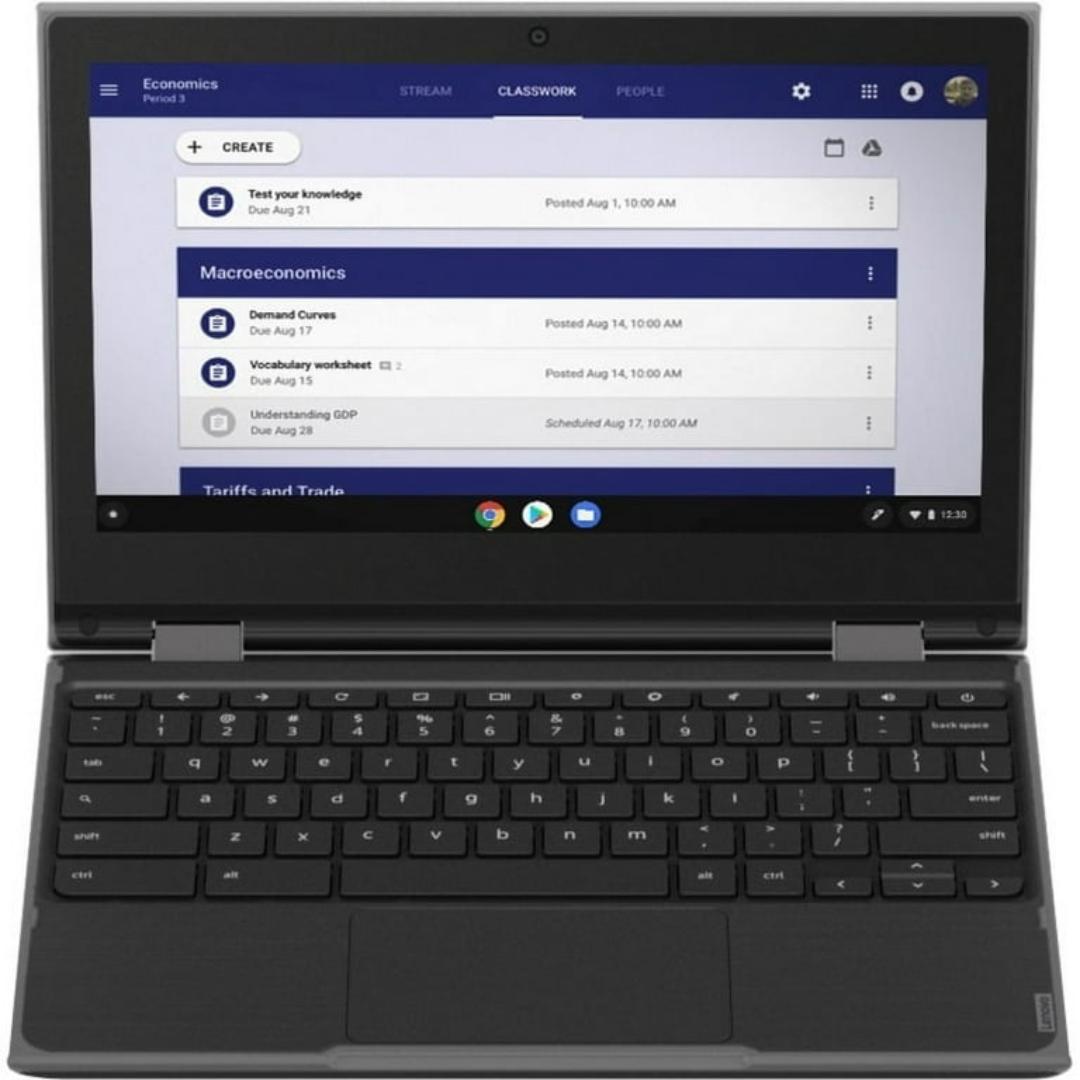 Touchscreen Lenovo Chromebook Notebook PC 11" Intel LPDDR 4GB 32GB Storage Chrome OS Ash Gray Portable Laptop