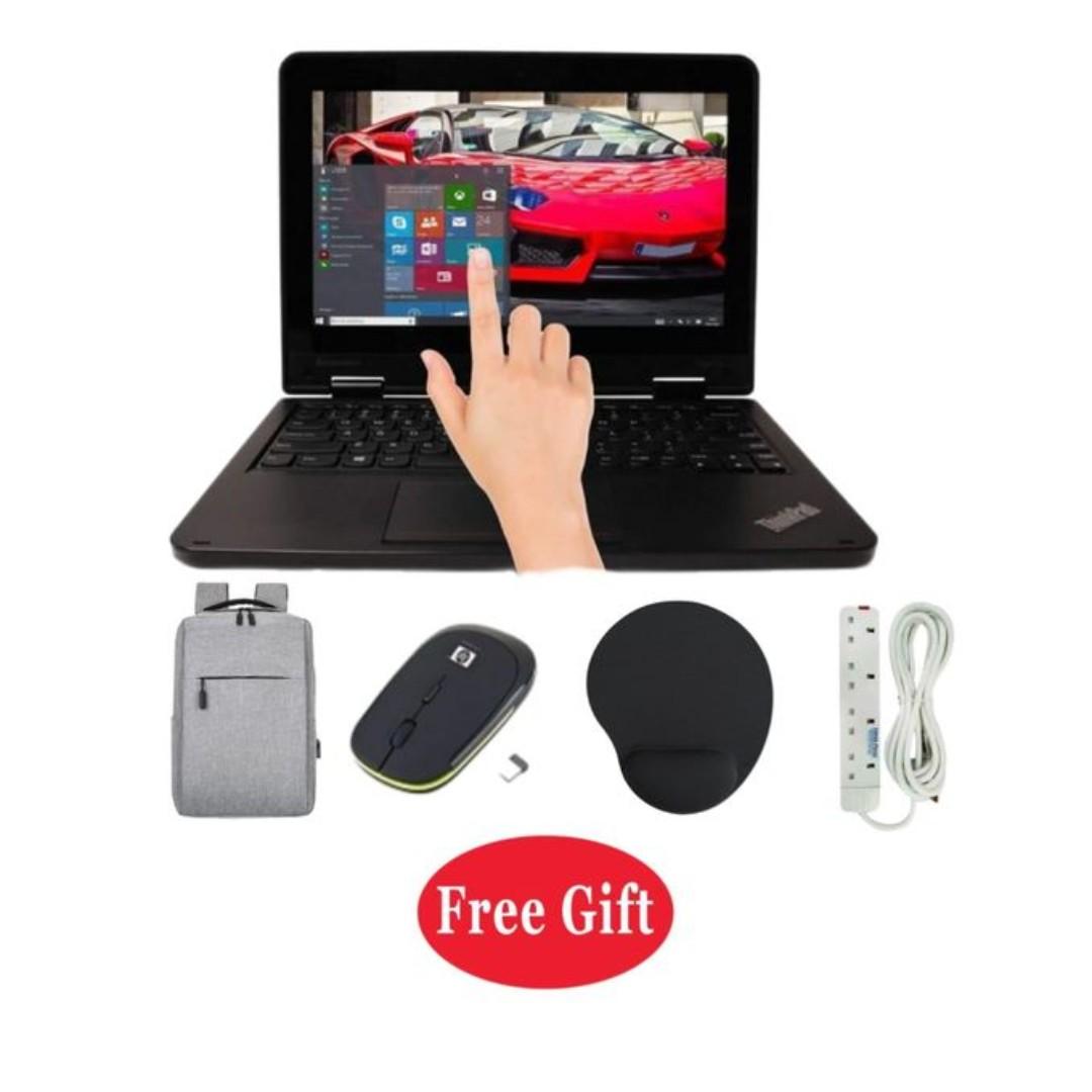 Lenovo ThinkPad Yoga 11e Touchscreen 11.6" Laptop Intel Celeron 4GB RAM 128GB SSD Webcam HDMI Wifi Windows 11 PRO Activated, Office 2021 Pro, Basic Software Installed, Free Bag + Free Wireless Mouse +