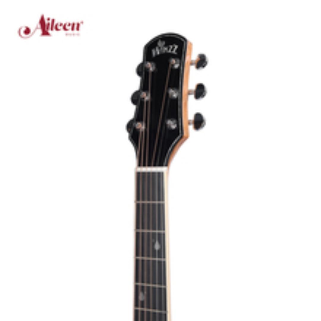 SEMI Acoustic Electric Guitar Cutaway – Built-in Pickup, 4-Band Equalizer, Digital Tuner, Steel Strings, Natural Wood
