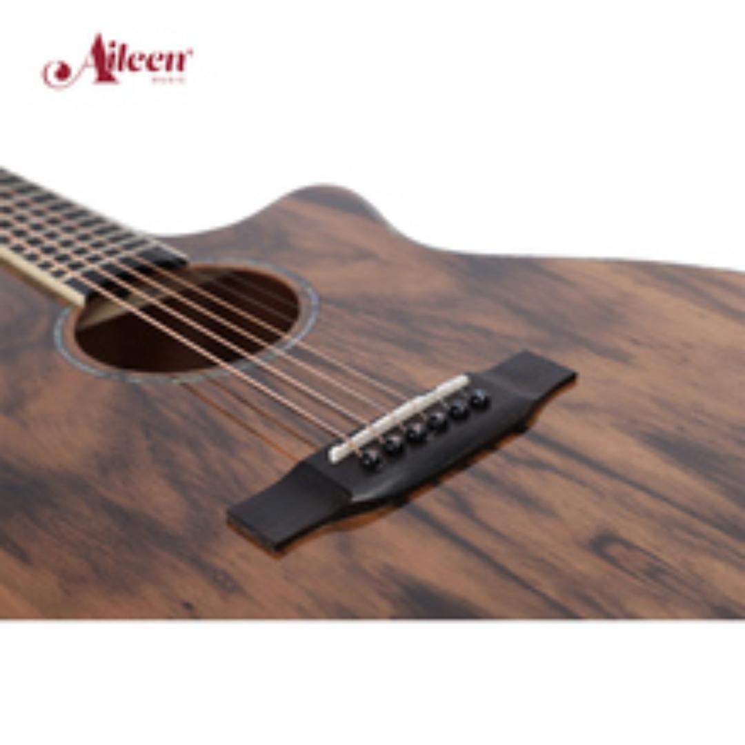 SEMI Acoustic Electric Guitar Cutaway – Built-in Pickup, 4-Band Equalizer, Digital Tuner, Steel Strings, Natural Wood